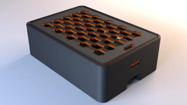 Raspberry Pi 4 case orange and black