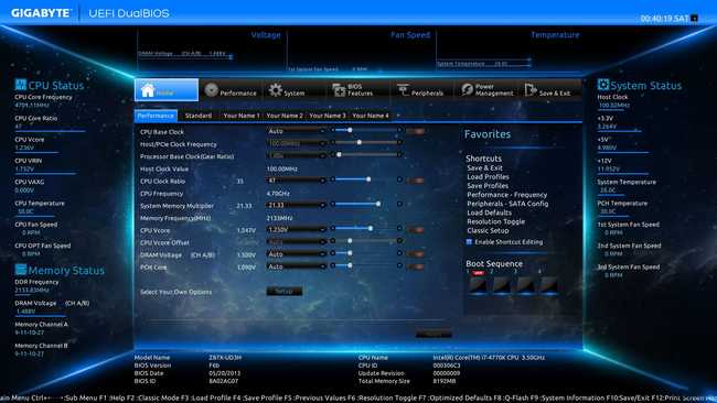 UEFI settings on GIGABYTE motherboard