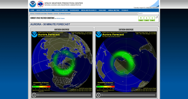 aurora 30 minutes forecast website look